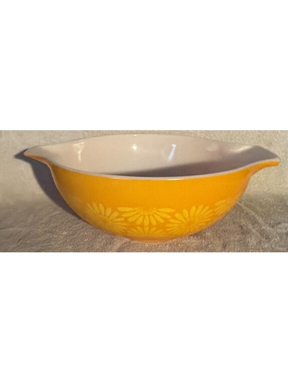 Pyrex 444 4 Qt Cinderella Mixing Bowl Orange Floral White Interior Glass